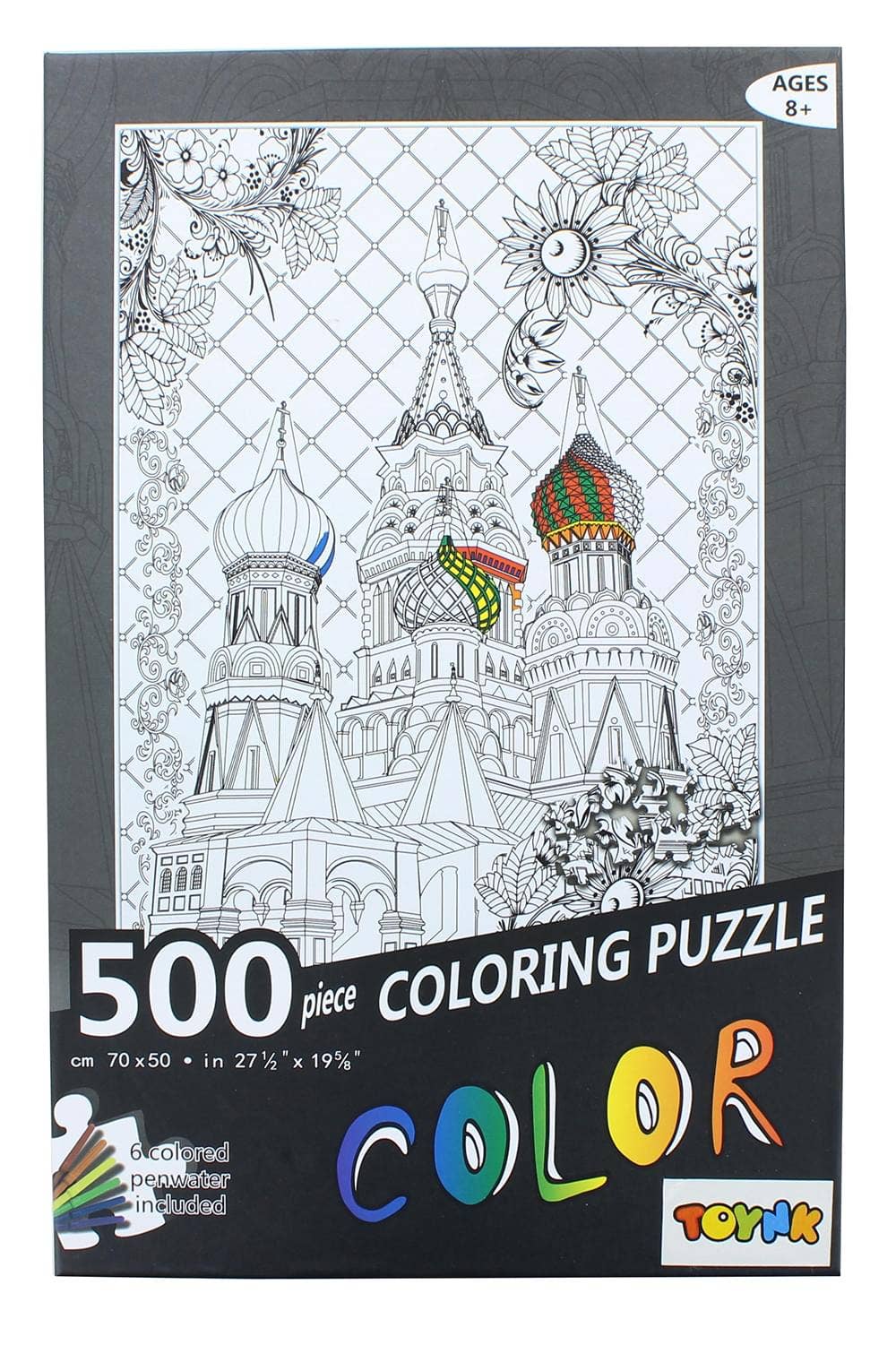 St. Basil's 500 Piece Coloring Jigsaw Puzzle + 6 Markers