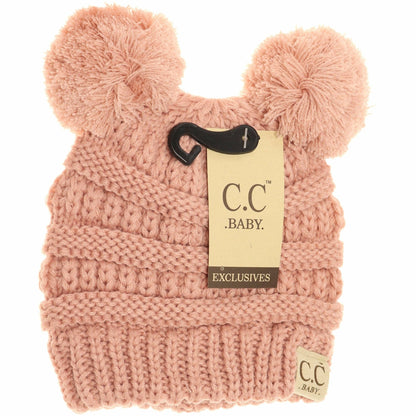 BABY Solid Double Pom CC Beanie