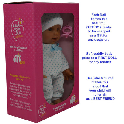 The New York Doll Collection 11" Doll Polka Dots W/ Pacifier