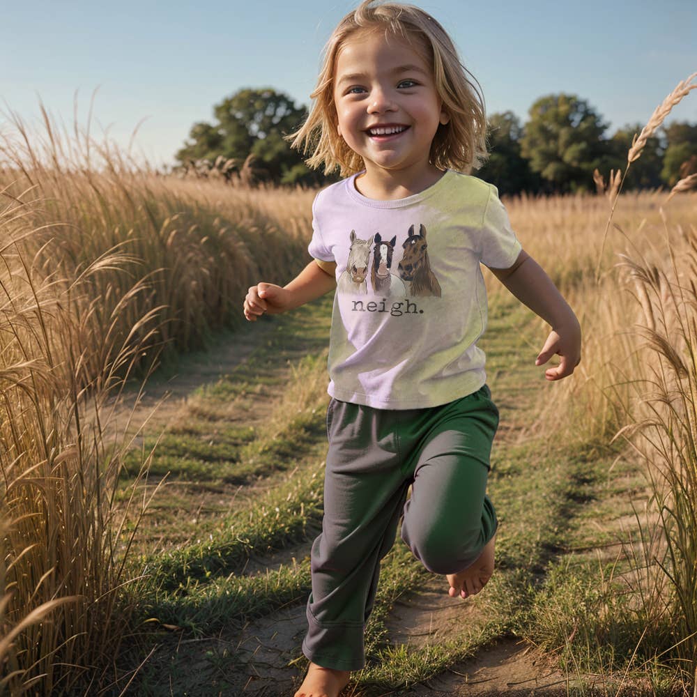"Neigh" Horse Farm Kids Country Western Kid Summer Clothing