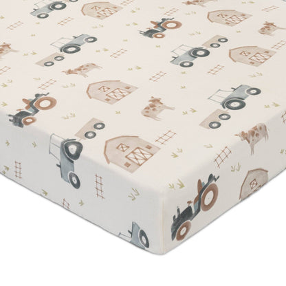 Charlie Farmhouse Tractor Crib Fitted Sheet
