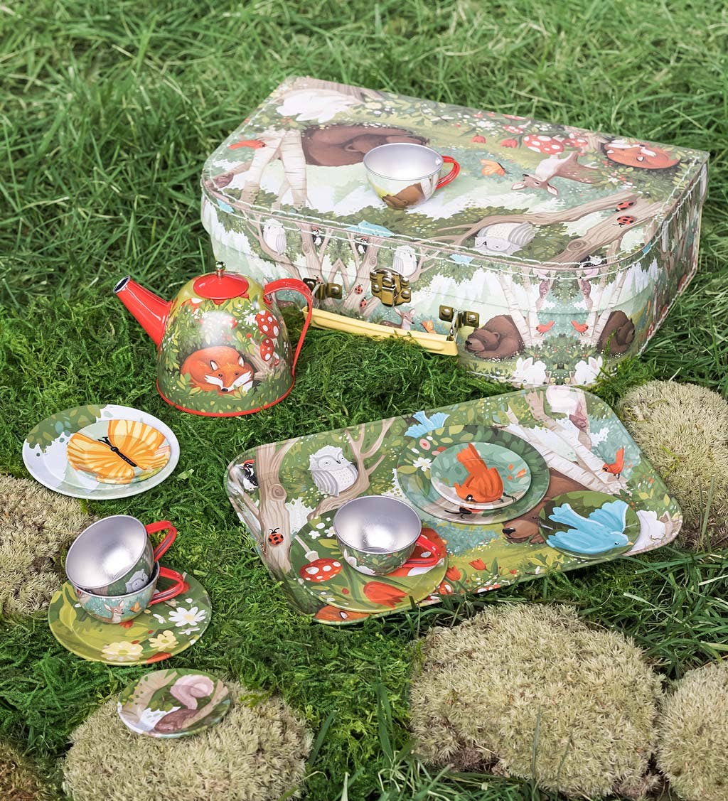 15-Piece Tin Tea Set - Assorted Styles Available: Woodland