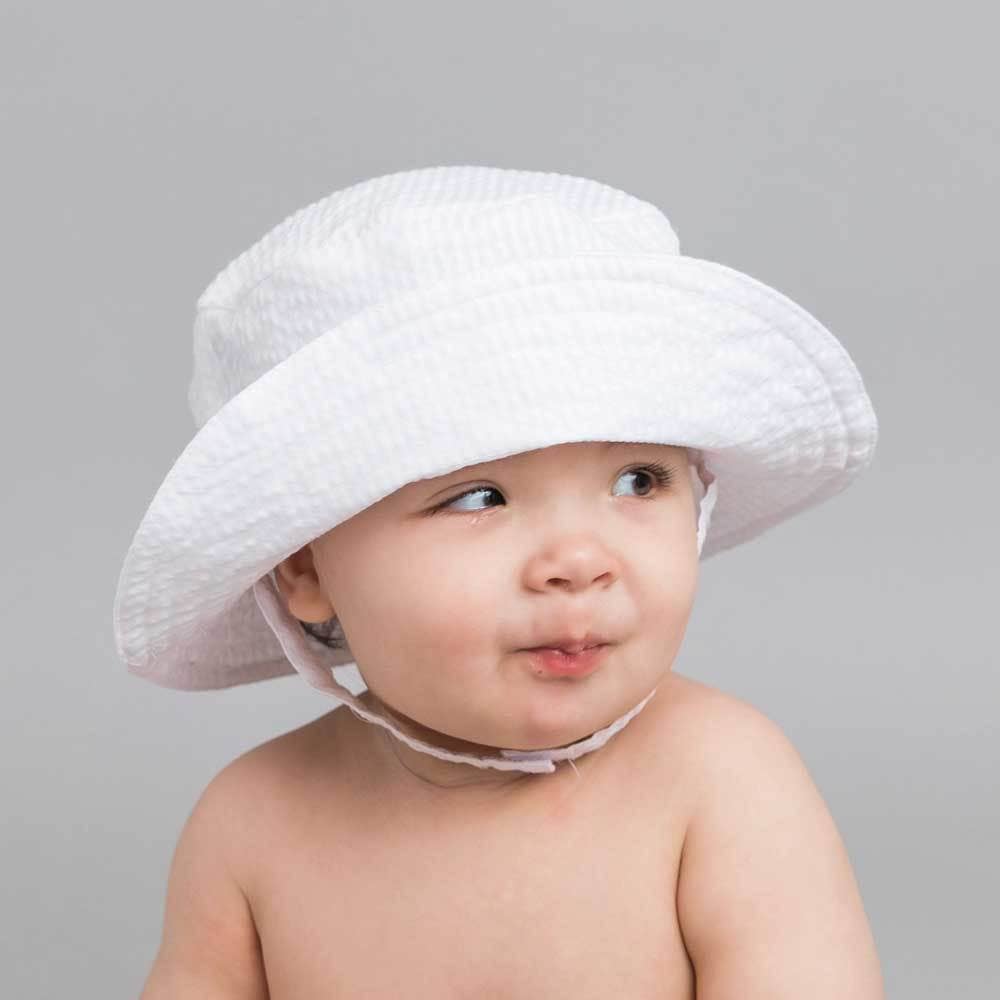 White Seersucker Bucket Hat Baby & Toddler