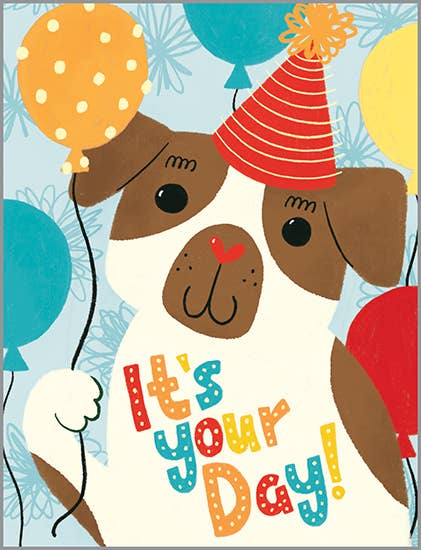 Birthday Card - Puppy with Balloon