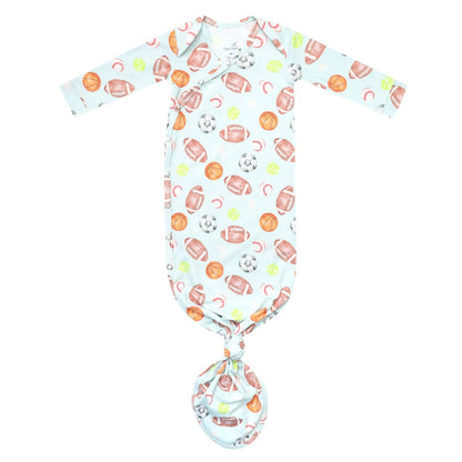 Newborn Knotted Gown - Sports Medley
