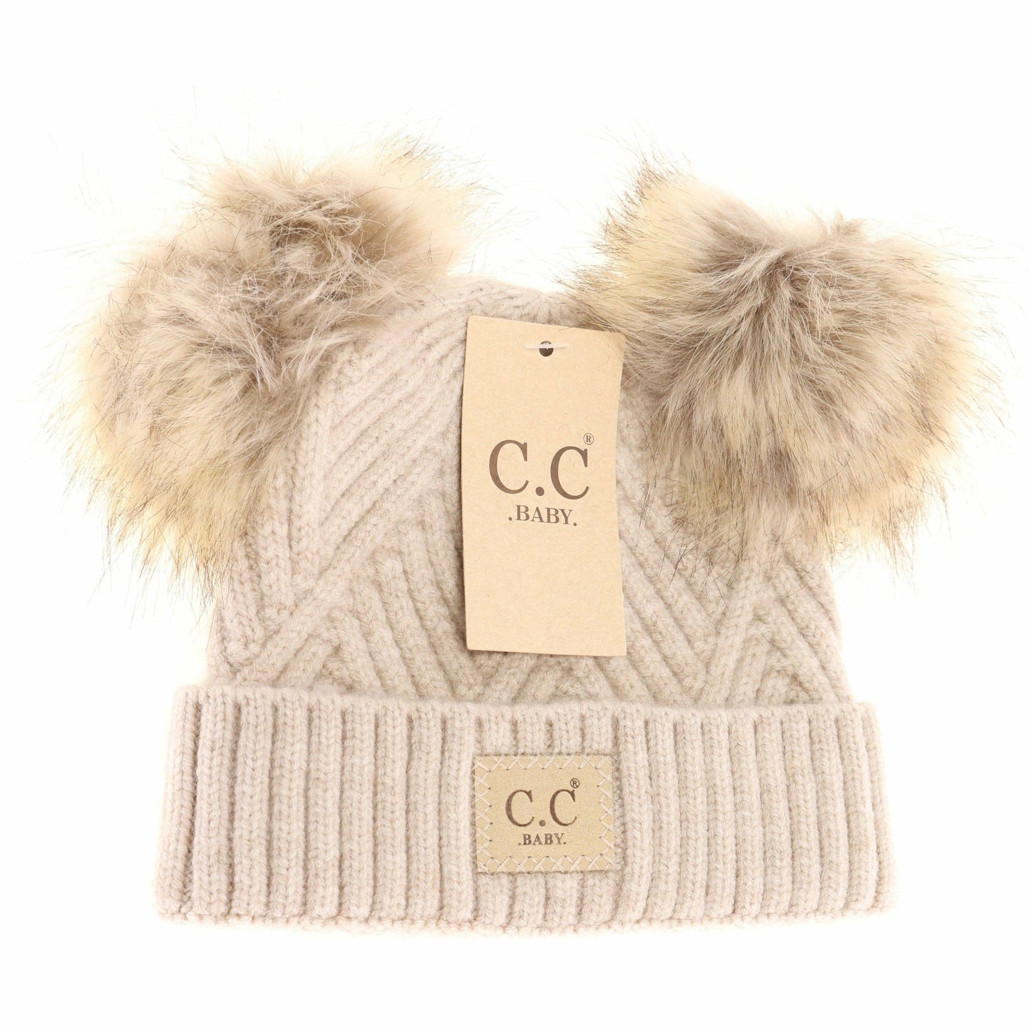 C.C Large Patch Newborn Knit Hat- Baby2060PomPom