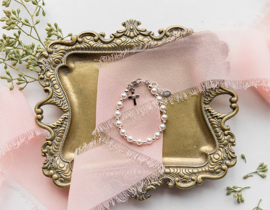 Girls Silver Baby Cross Bracelet Baptism & Communion Gift