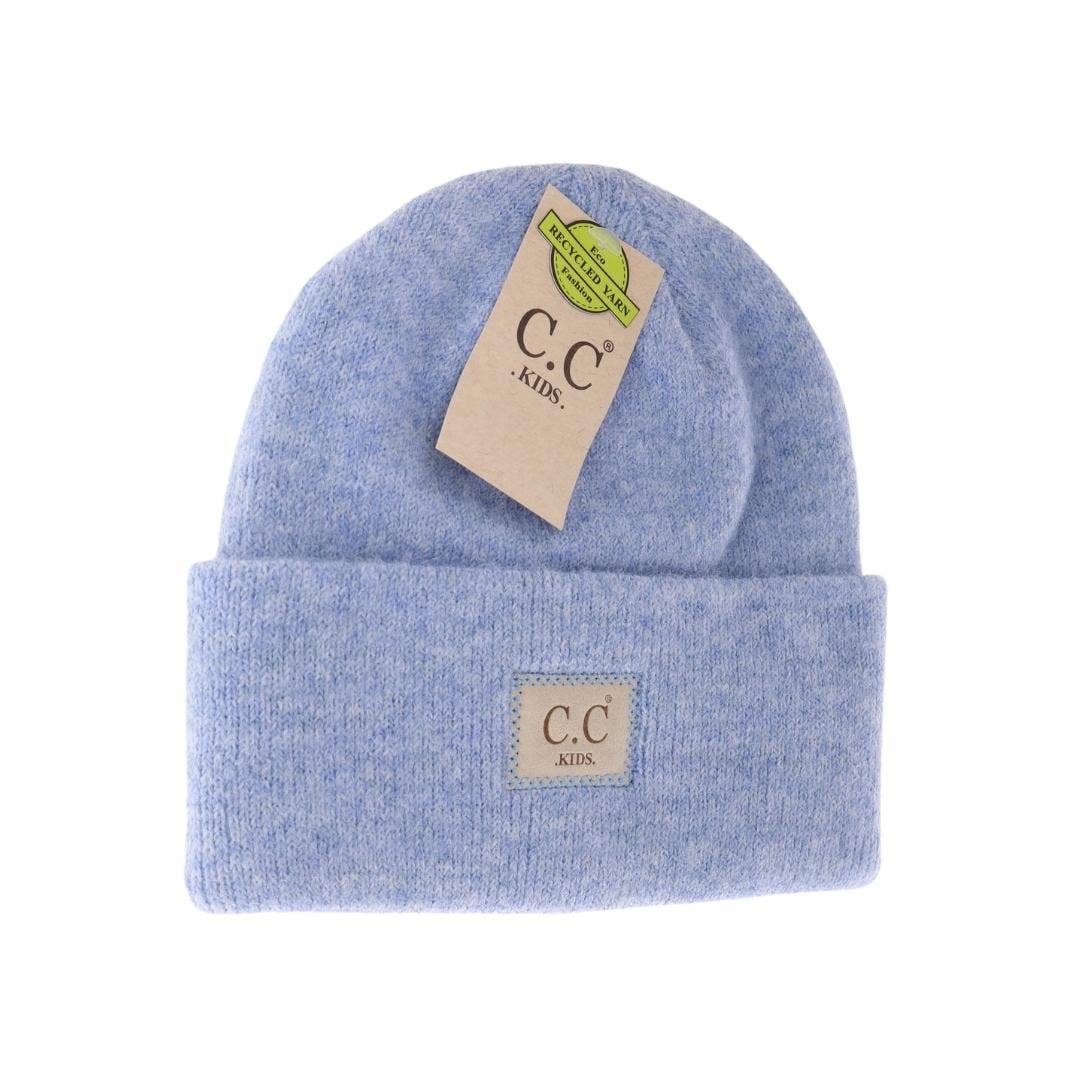 Kids' Soft Ribbed Leather Patch C.C. Beanie