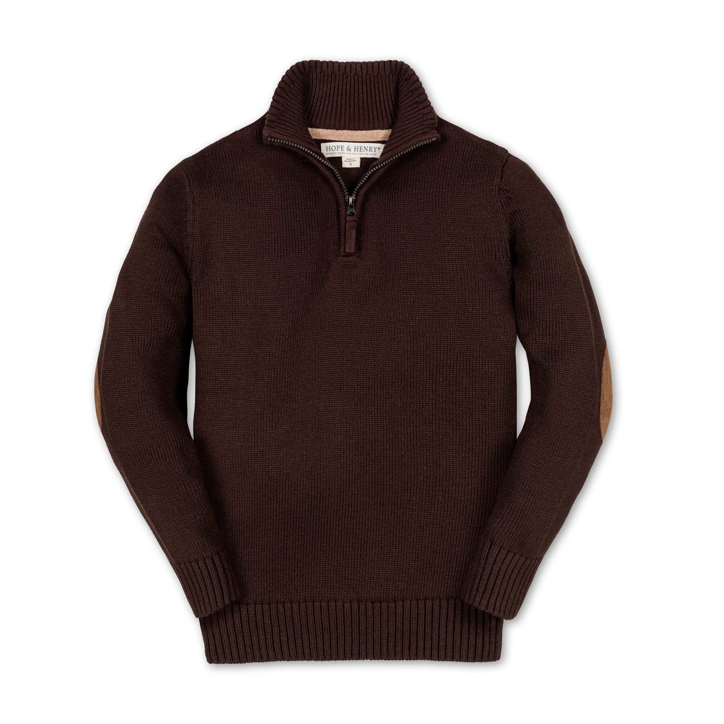 Organic Half Zip Sweater with Elbow Patches {Chocolate}