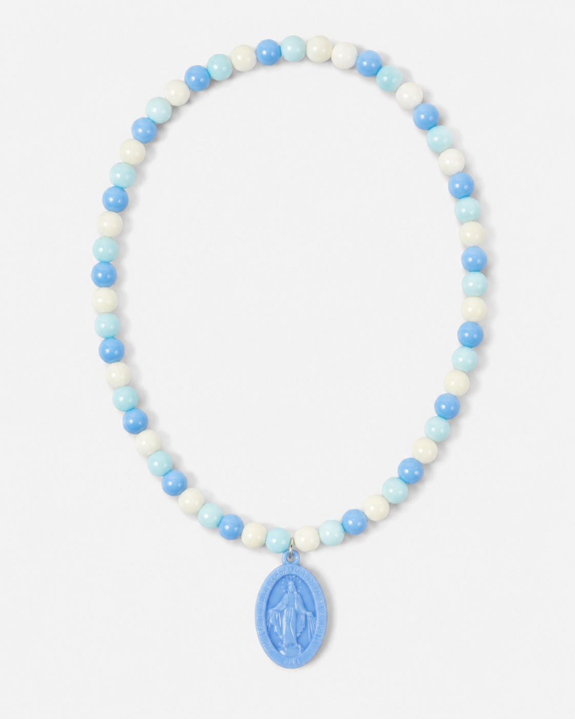 Blue Miraculous Medal Plastic Children's Necklace