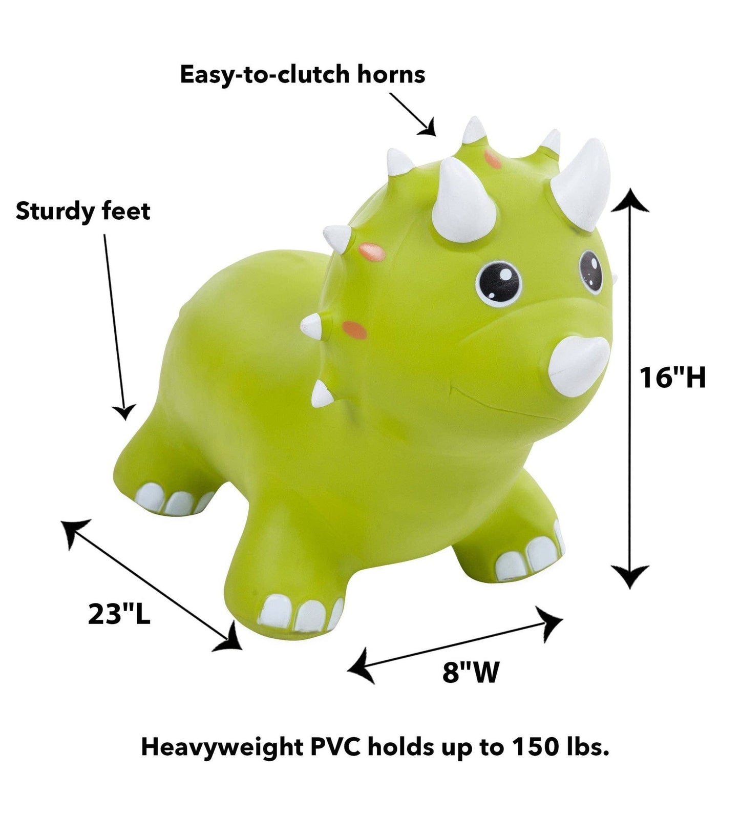 Bouncy Inflatable Animal Jump-Along: Green Triceratops