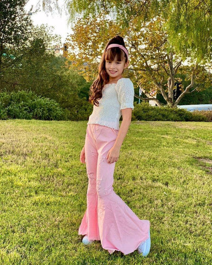 Barbie Denim Bell Bottoms - Distressed Pink