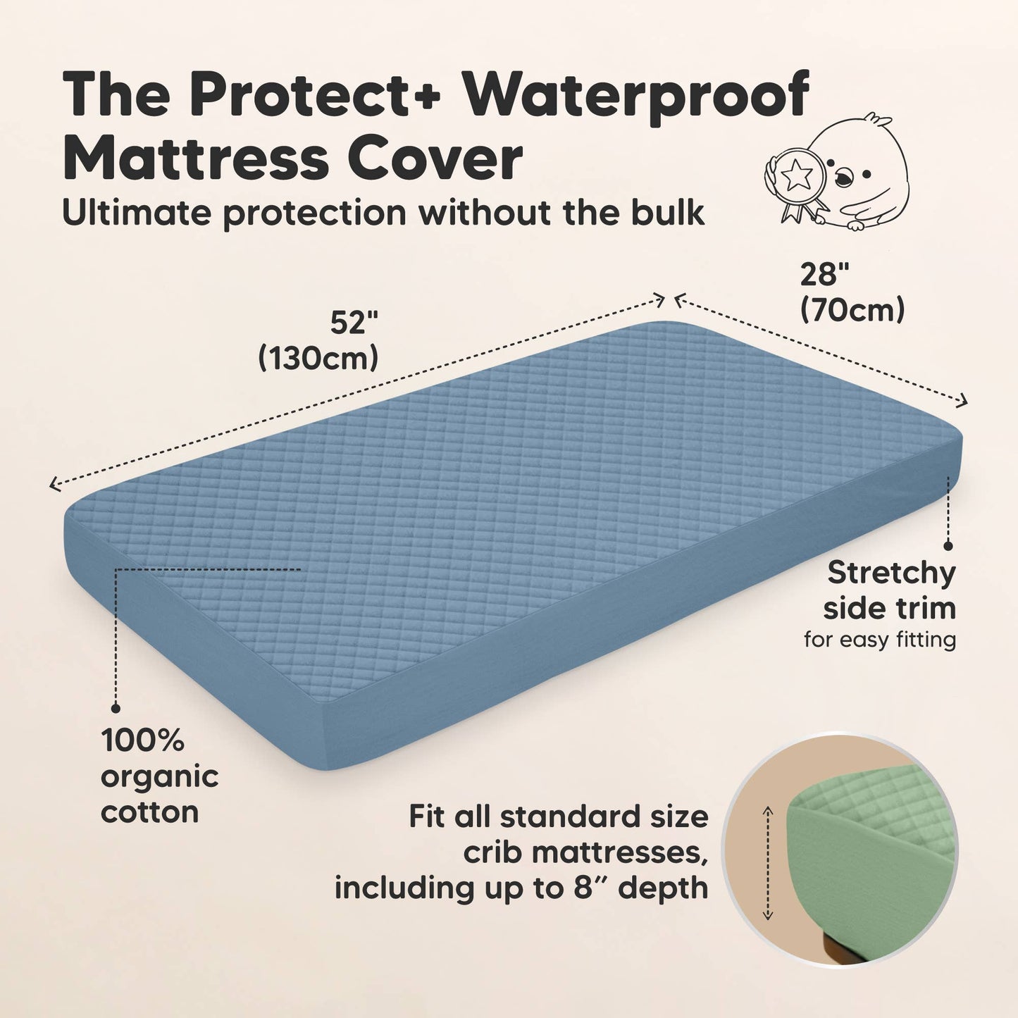 2-pk Quin Protect+ Waterproof Crib Mattress Protector Cover