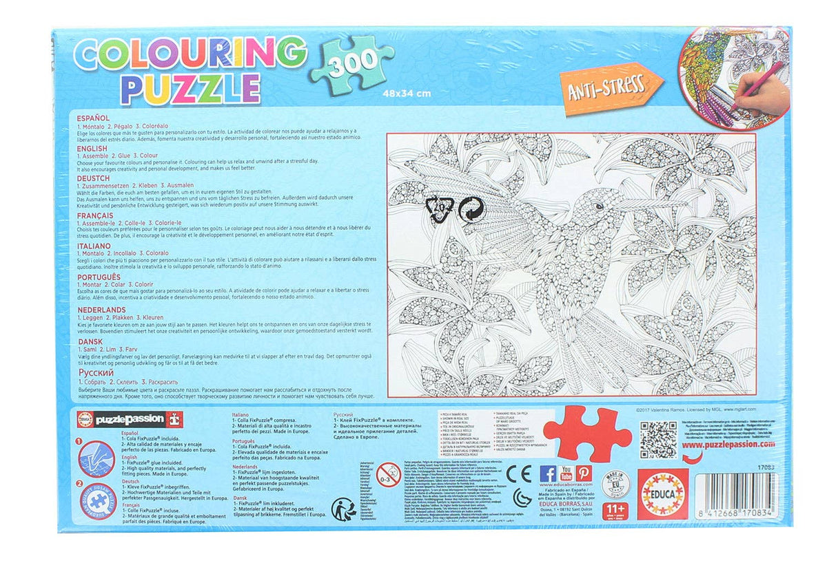 Hummingbird 300 Piece Coloring Jigsaw Puzzle