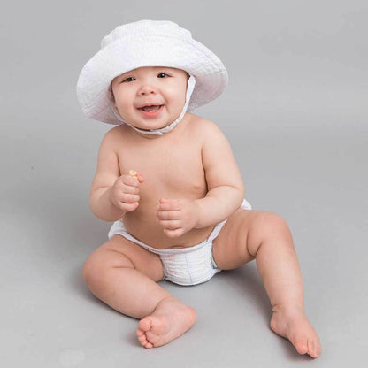 White Seersucker Bucket Hat Baby & Toddler