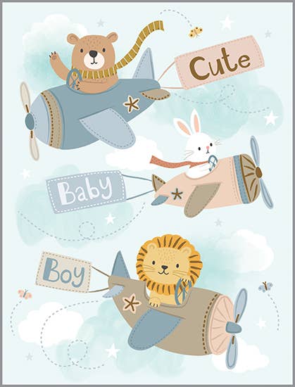 Baby Greeting Card - Baby Boy Airplanes