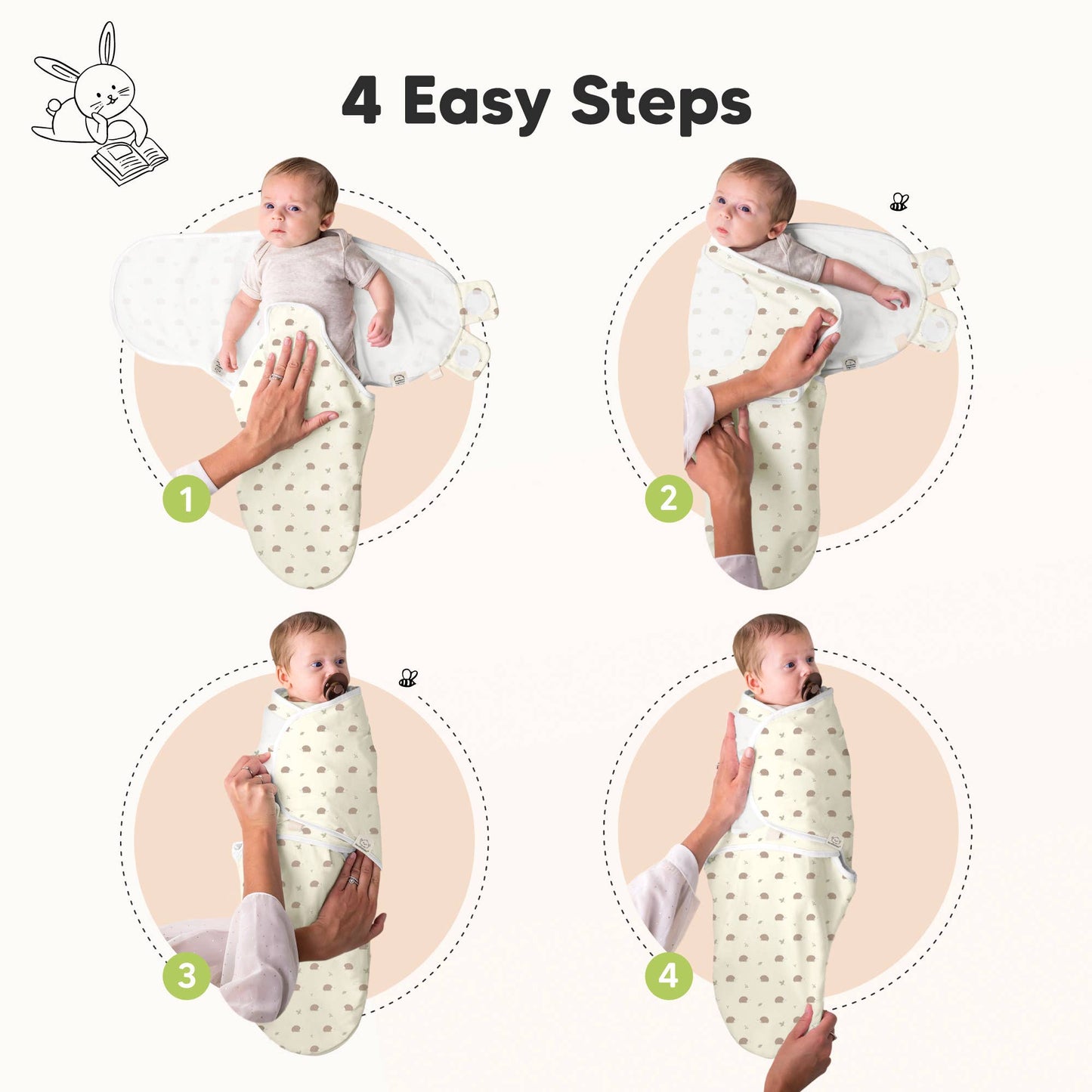 3pk Soothe Baby Swaddles, Sleep Sack for Newborns-Nibbles/Bruce