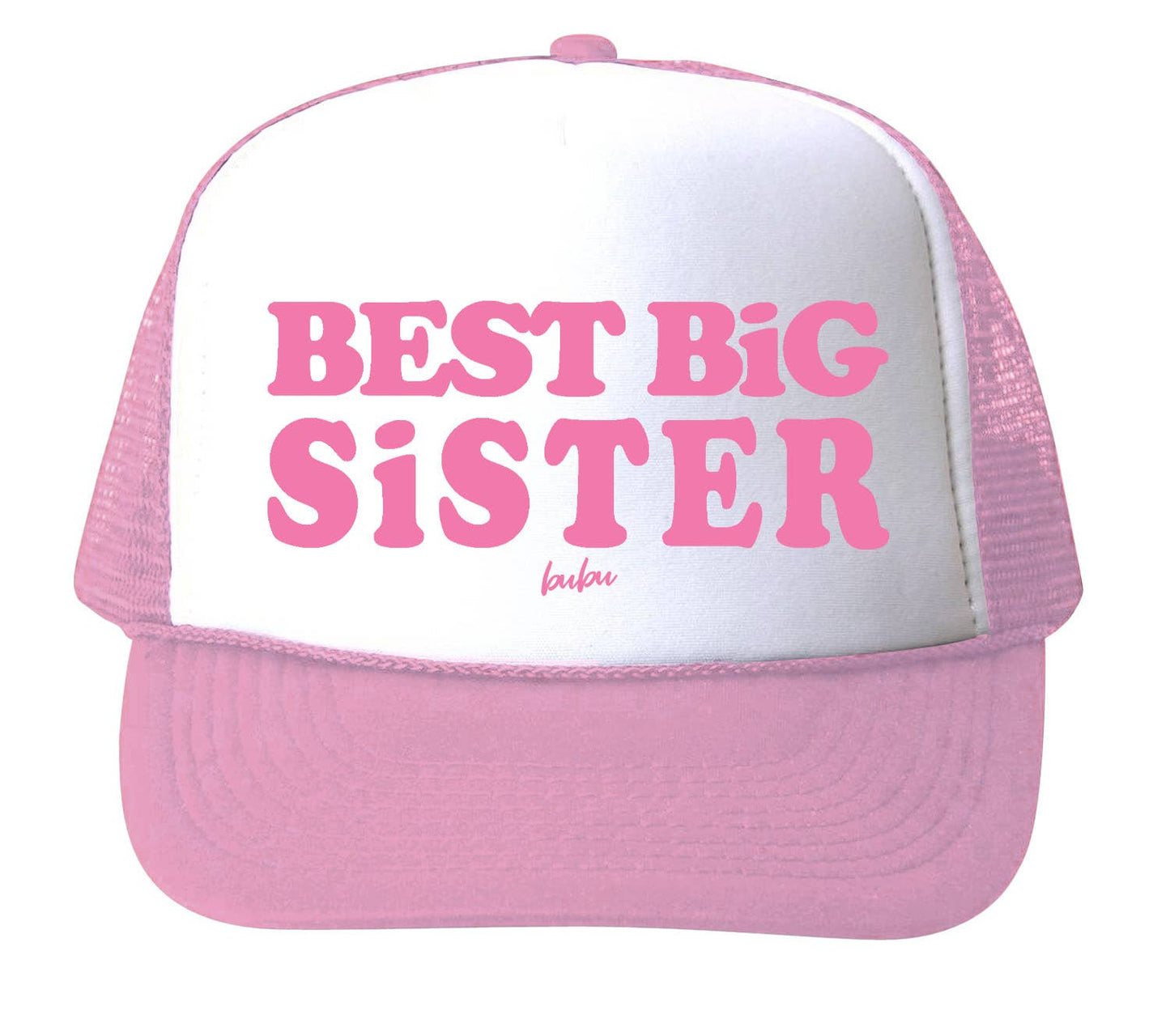 Best Big Sister Baby Pink Trucker Hat