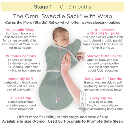 Omni Swaddle Sack, Heathered Teal