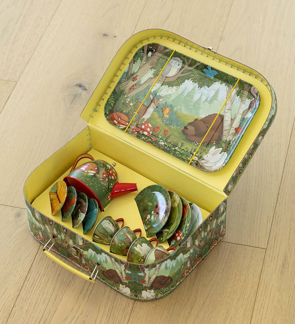 15-Piece Tin Tea Set - Assorted Styles Available: Woodland