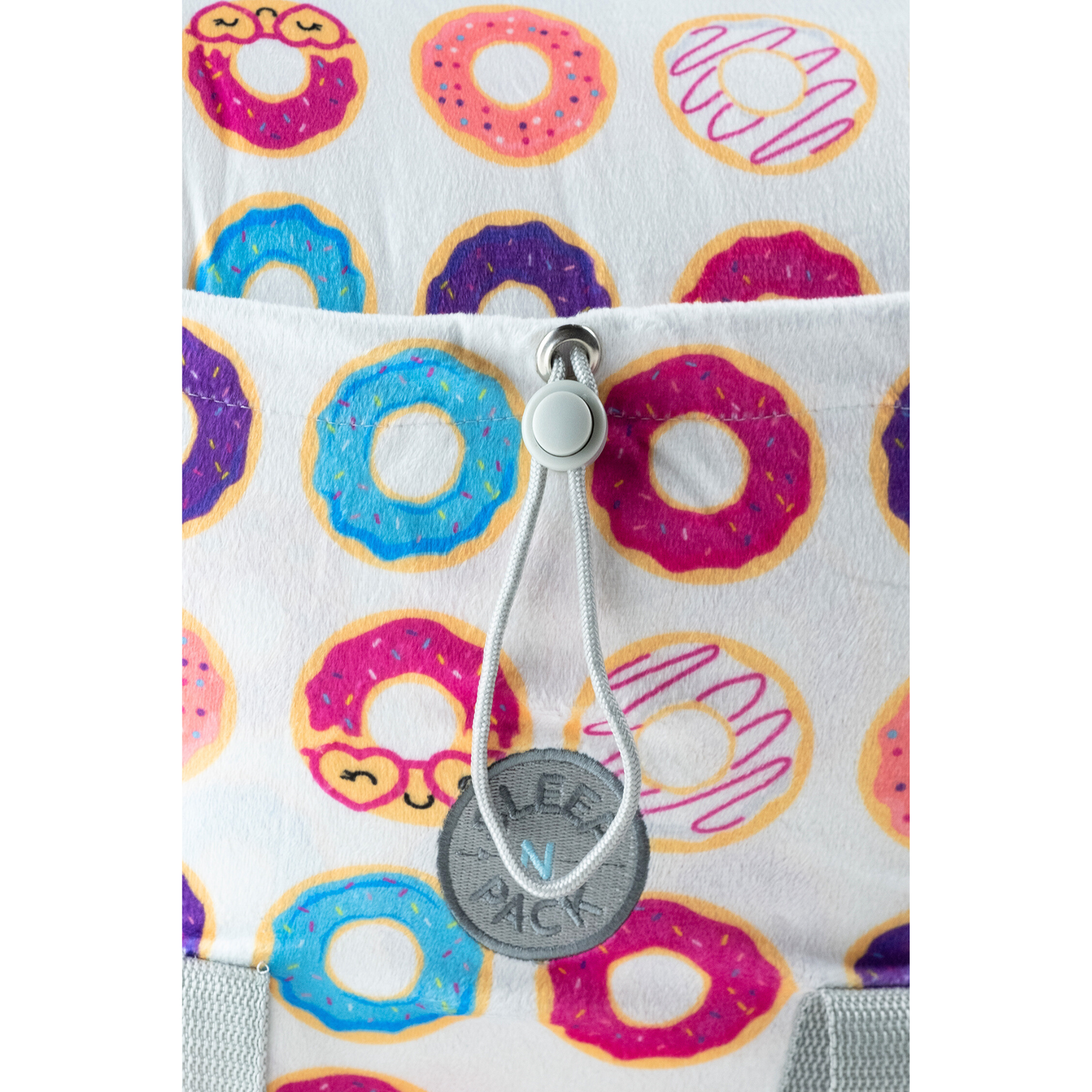 Sleep-n-Pack: Packable Little Kid's Sleeping Bag & Backpack, Cozy Mink, Donuts