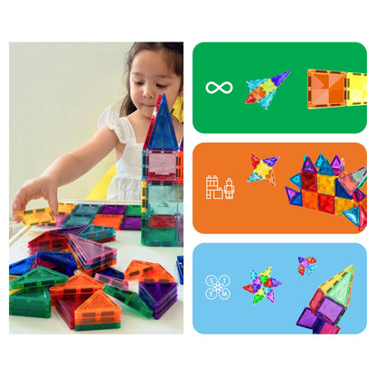 PicassoTiles 60pc Travel Size Magnetic Tile Building Set