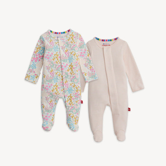 Floral Organic Cotton Magnetic Me Footie Bundle