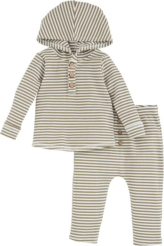 Mud Pie Green Stripe Pant and Hoodie Set