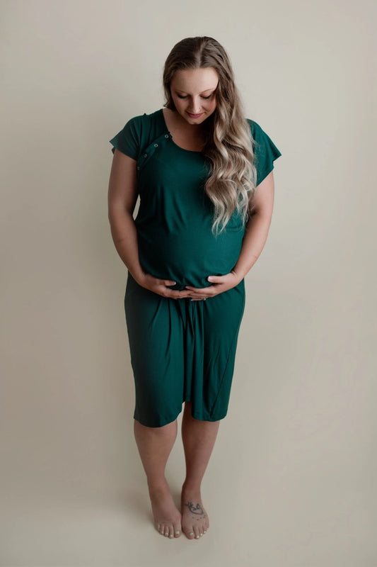 Maternity Gown Forest Green