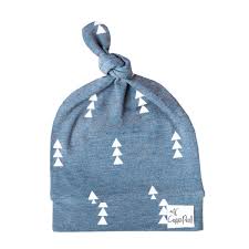 North Top Knot hat 0-4mo-triangles : blue