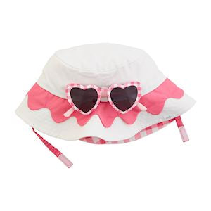 White Scallop Hat & Sunglasses Set