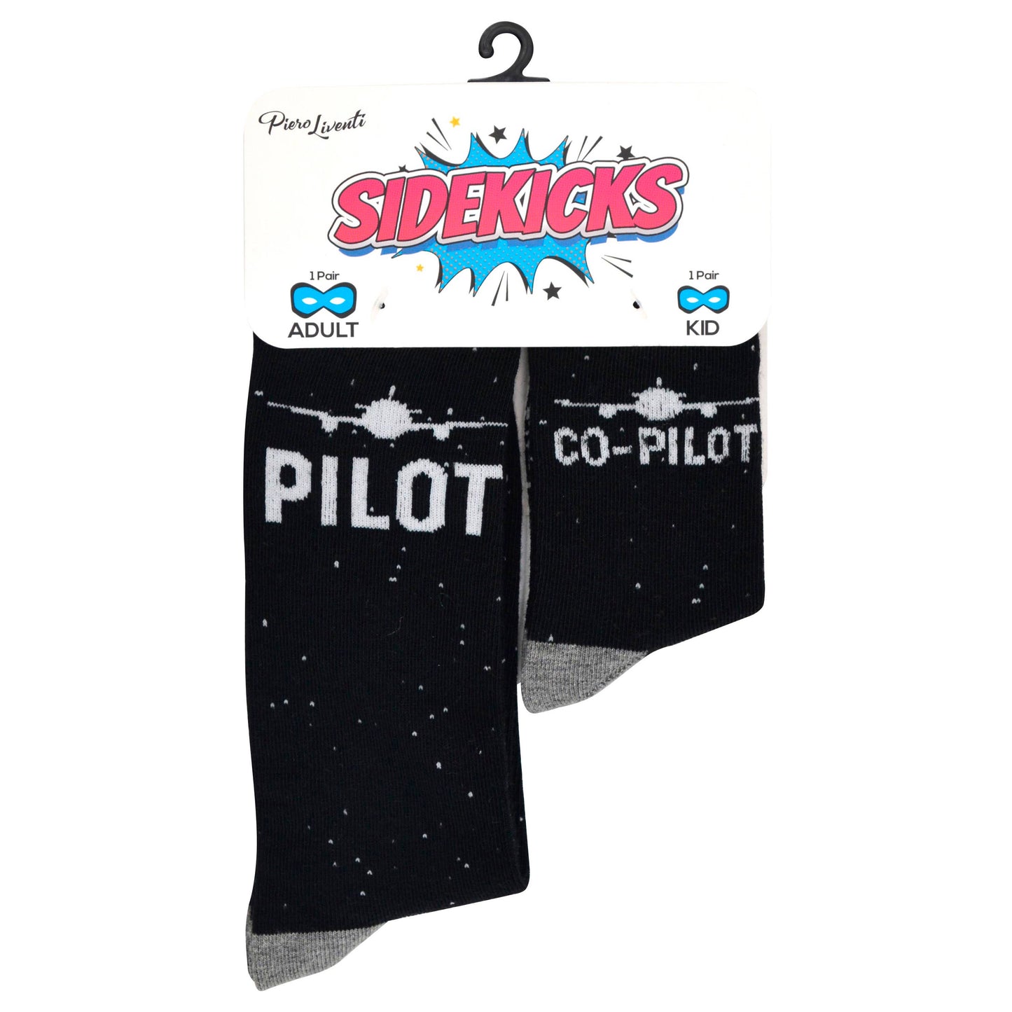 2-pair Sidekicks Pilot Co-Pilot - Daddy & Me Socks Set: L/Up to 2Y