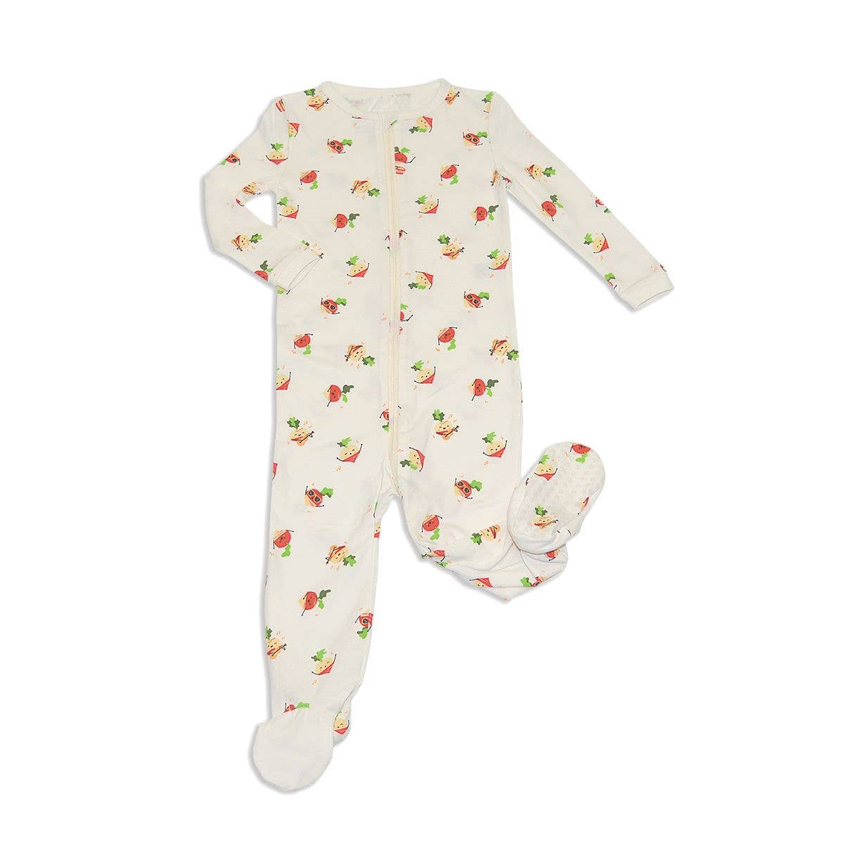 Organic Cotton Zip-up Footies Rad Radish Print