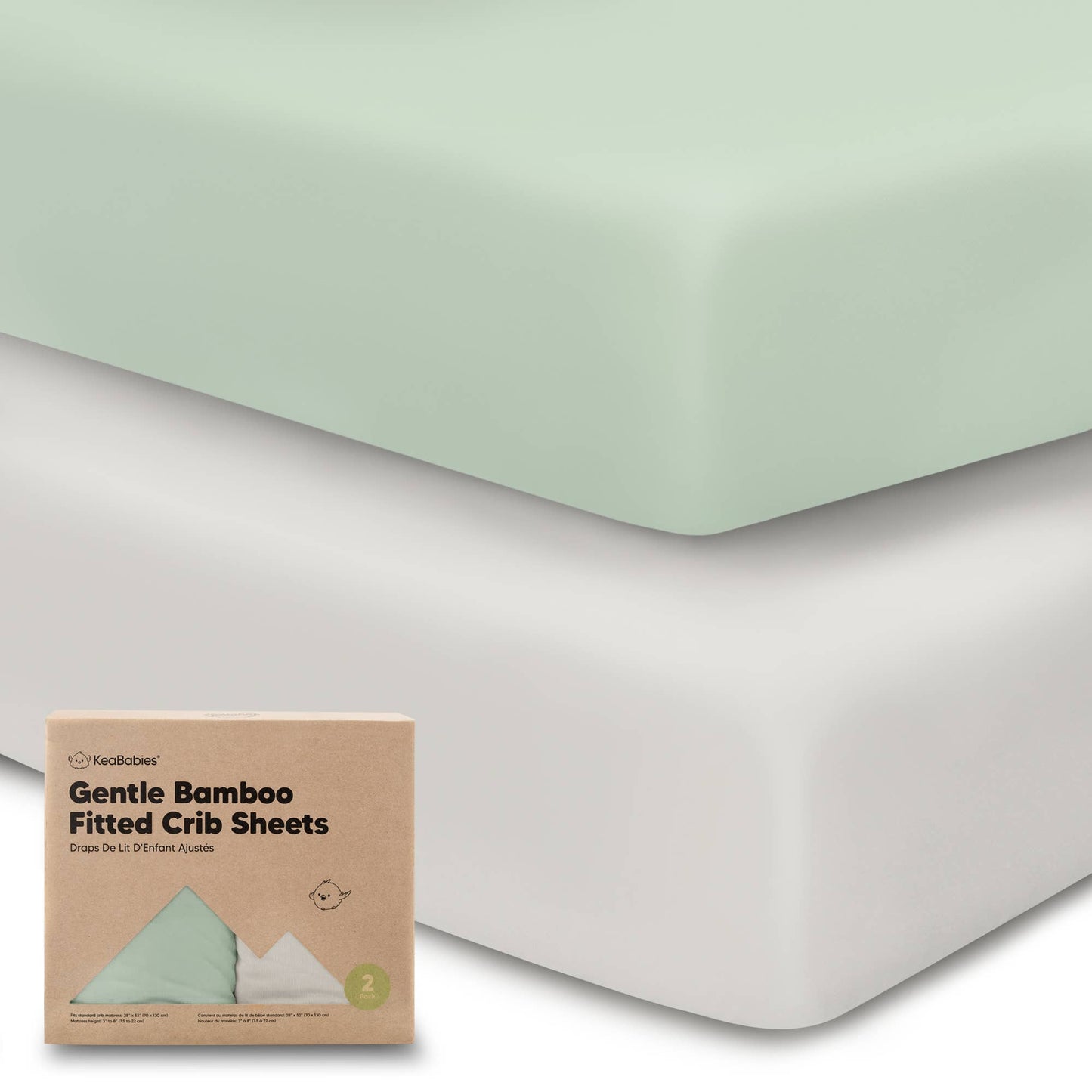 KeaBabies 2-Pack Isla Fitted Crib Sheet: Sage