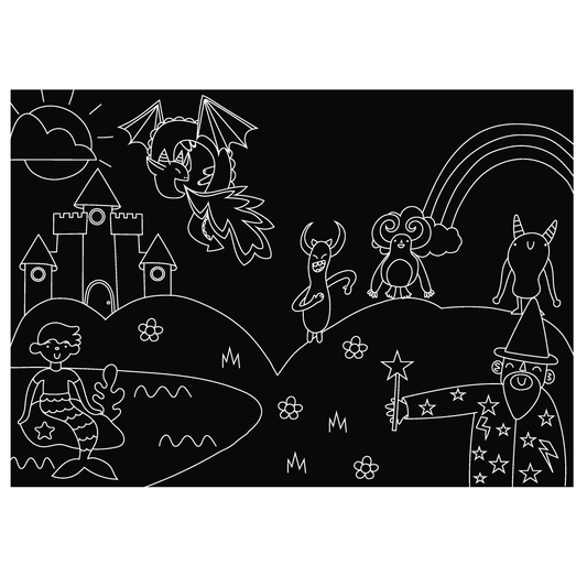 Chalkboard Mythical Creatures  Placemat 12x17