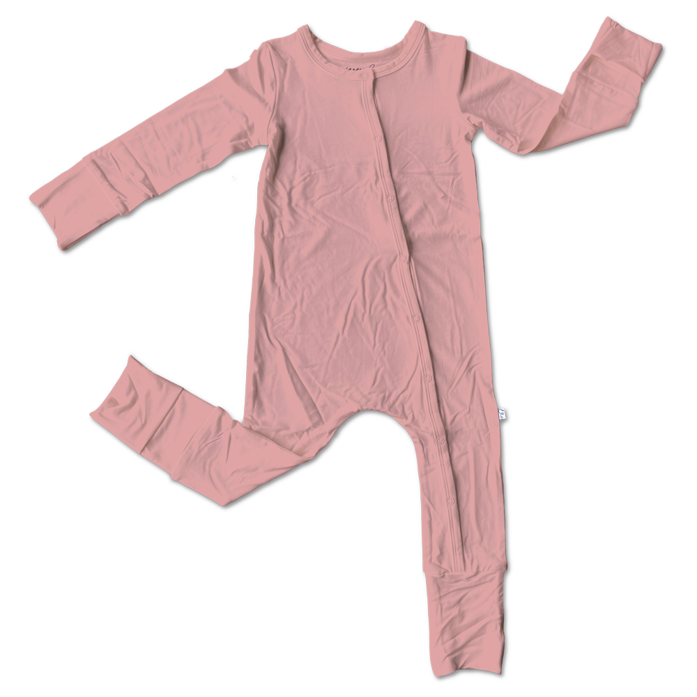 Mauve Bamboo Convertible Snap Footie Pajamas