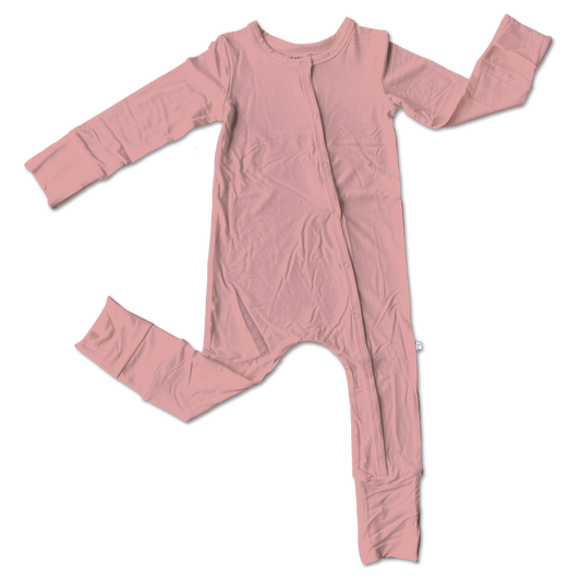 Mauve Bamboo Convertible Snap Footie Pajamas