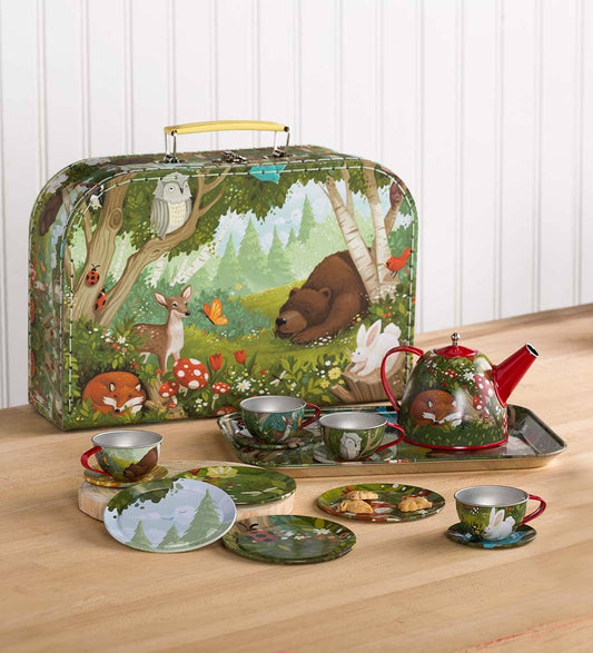 15-Piece Tin Tea Set - Assorted Styles Available: Woodland