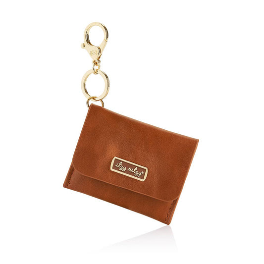 Cognac Itzy Mini Wallet Card Holder & Key Chain Charm