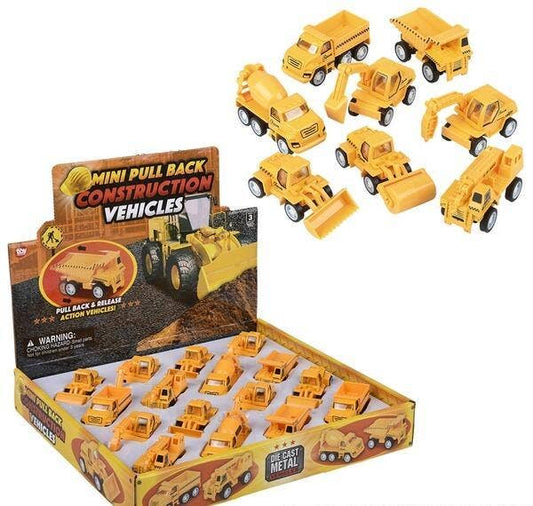 2.5" MINI DIE-CAST PULL BACK CONSTRUCTION VEHICLES