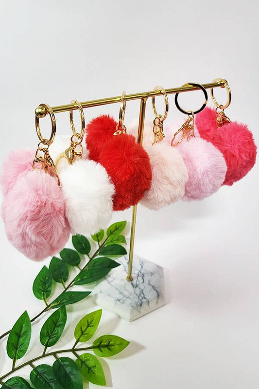 Heart Pom Pom Key Chain