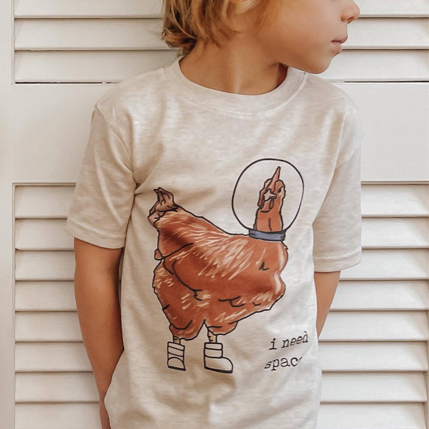 "I Need Space" chicken toddler/youth tee | Farm animals in Space Tee