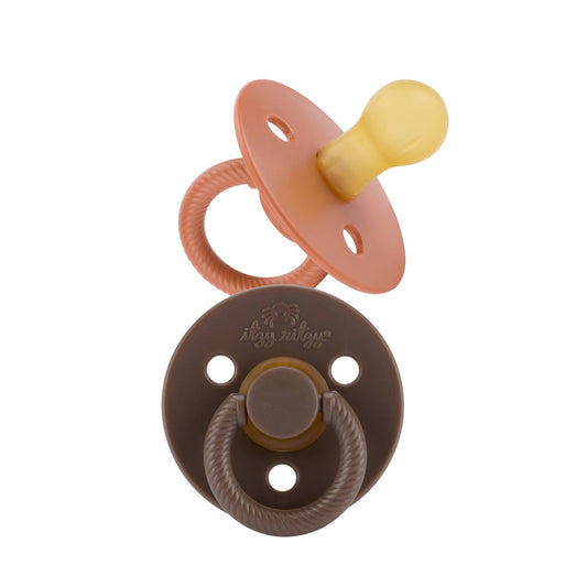 Itzy Soother Natural Rubber Paci Sets: Chocolate + Caramel