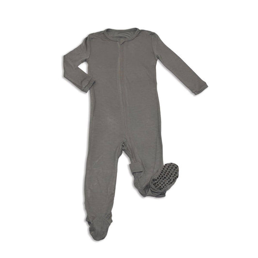 Bamboo Zip-up Footies (solid color): Stormy