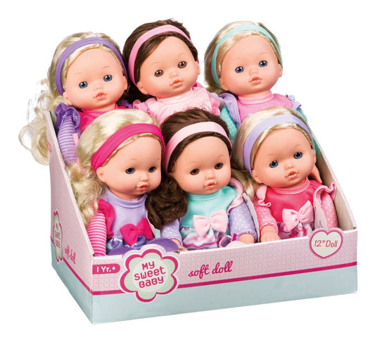 My Sweet Baby 12" Soft Bodied Doll, Display of 6