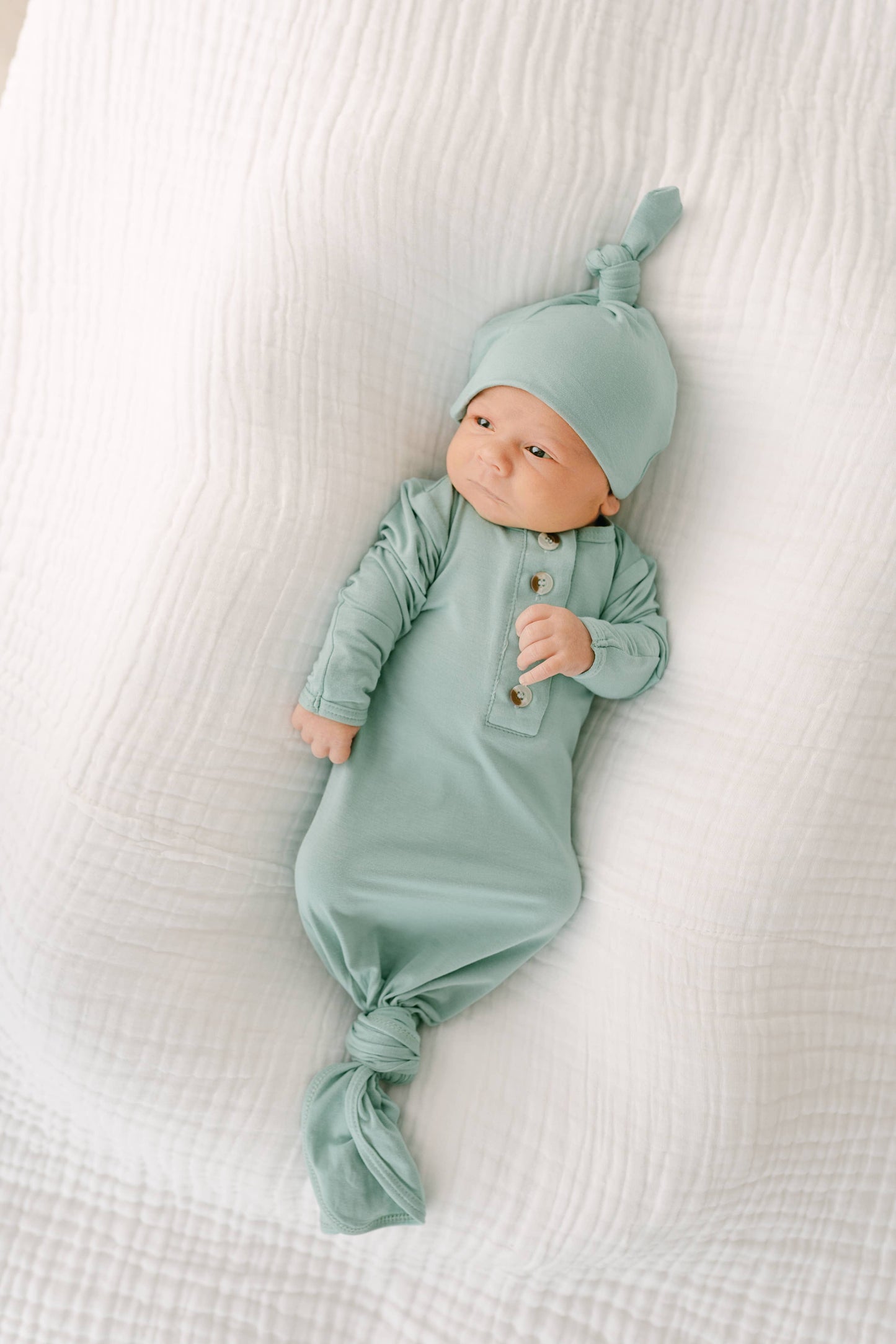 Knotted Baby Gown and Hat Set (Newborn - 3 mo.) - Mint