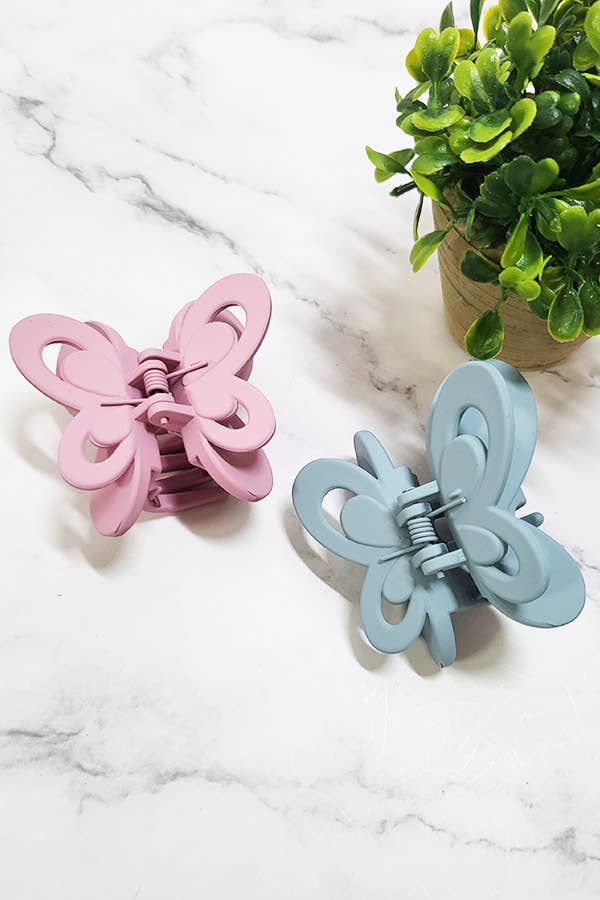 Matte Color Butterfly Hair Claw Clip