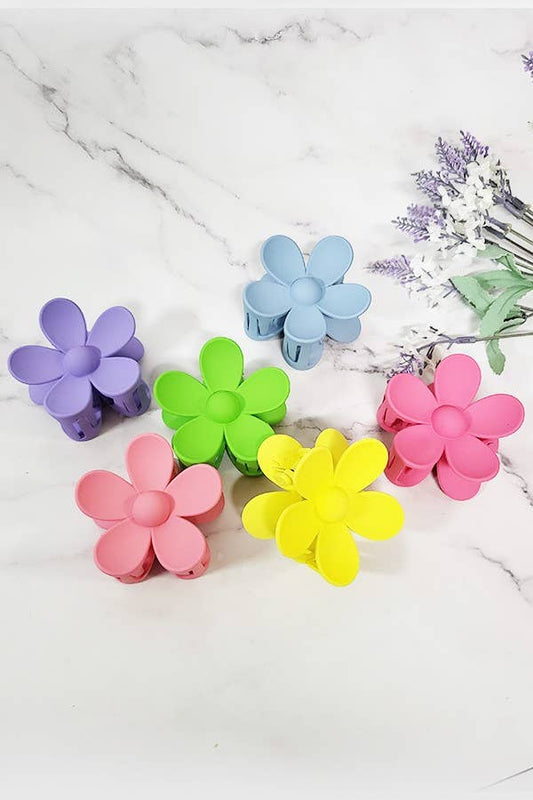 Matte Color Daisy Flower Shape Hair Claw Clip