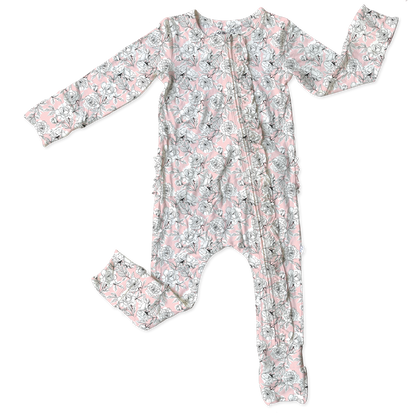 Allie Floral Bamboo Ruffle Convertible Footie