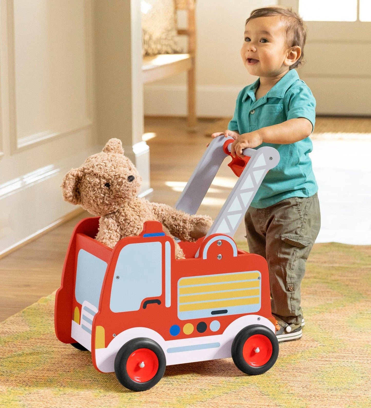 Wooden Fire Truck Walker & Cart